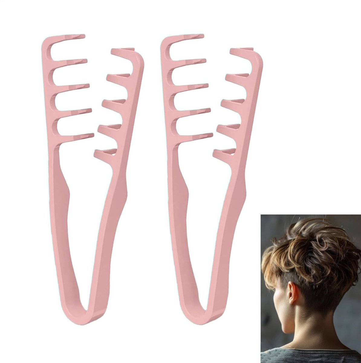2-stuks Haarstylingkam - Texturerende kam - Kam met brede tanden - Tool voor volumetoename bij de wortels - Bedekt ponynaden - Lichtgewicht ontwerp - Schoonheidsaccessoire voor salonstyling - Geschikt voor mannen en vrouwen - Roze