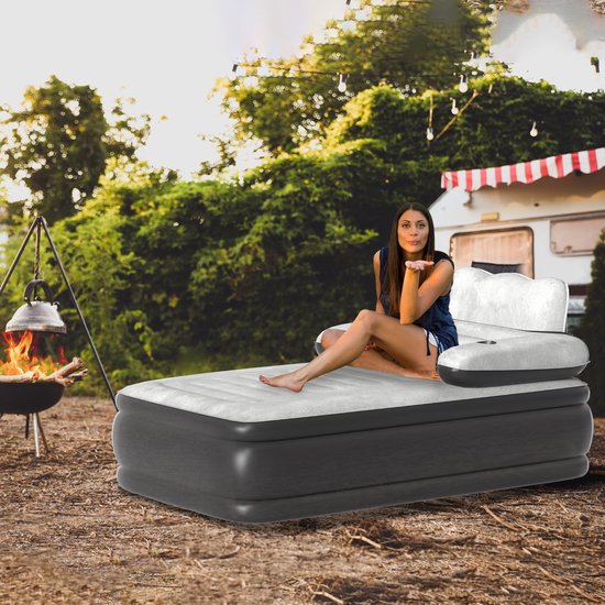 Luchtbed 1 Persoon met Rugleuning - Zelfopblazend Luchtmatras met Elektrische Pomp - Comfortabel Campingbed & Logeerbed - 190×100×42 cm van Merkloos — afbeelding 4