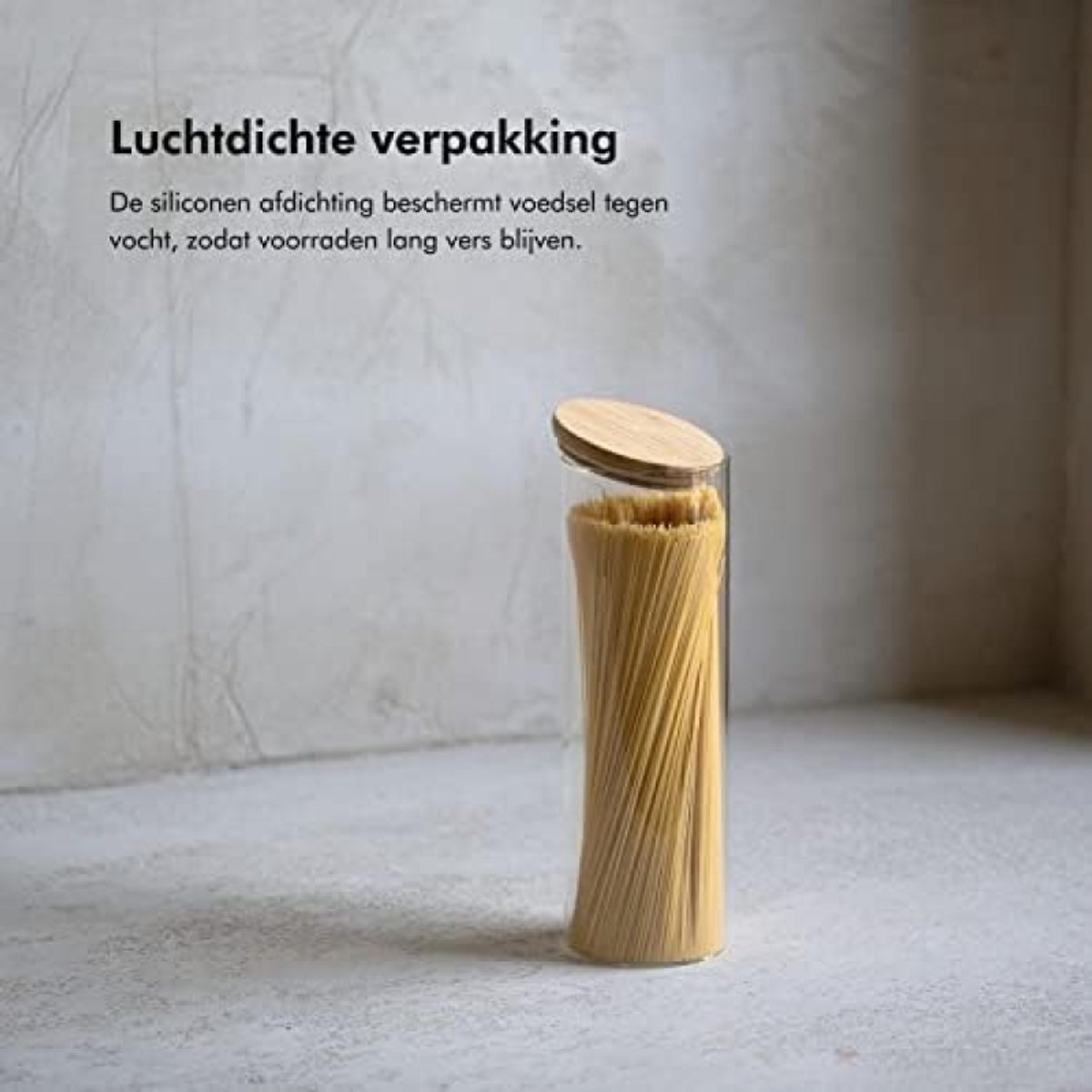 Set van 2 glazen voorraadpotten met bamboe deksels - Luchtdicht en vaatwasserbestendig