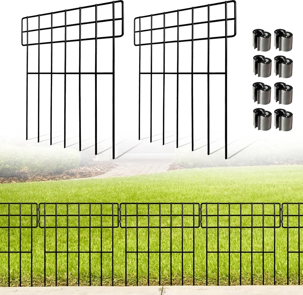 Stunq® 10-pack Dierenbarrièrehek Metaal Decoratief tuinhek 43 cm (H) x 33 cm (B) Totale lengte 3,3 m Geen graafhek Patio Border Dierenomheining voor honden Konijnen Buitenterras