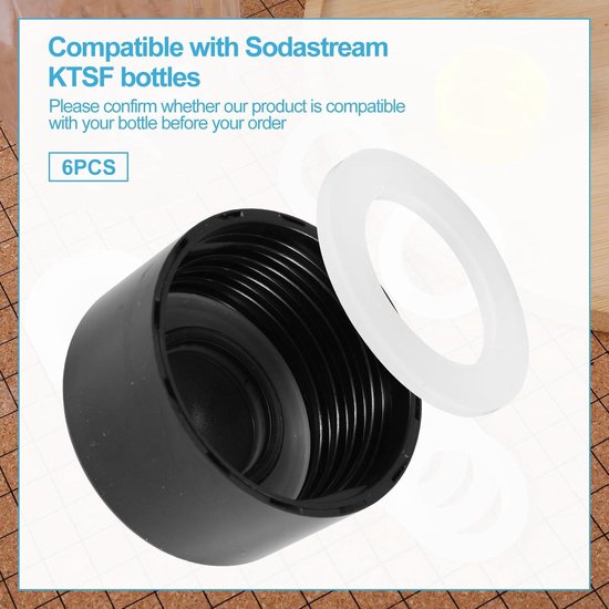 6 Verpakkingen van Siliconen O-Ringen voor Soda Maker Flessen, Wit, Vervangende Afdichtingspakking voor PET en Plastic Flessen - Keukenaccessoires, Frisdrank Apparaat, Afdichting — afbeelding 4