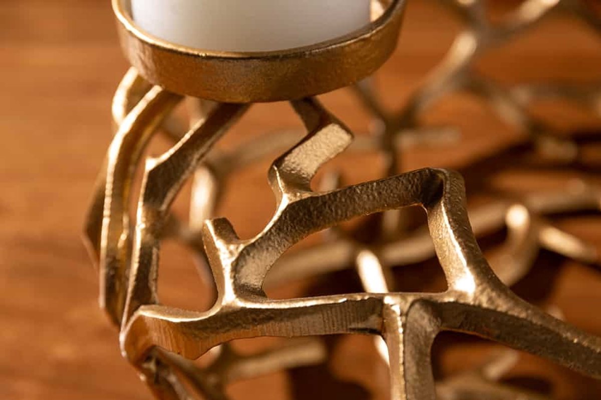 Elegante kandelaar ABSTRACT 38cm gouden takkenkrans voor 4 kaarsen - 41278
