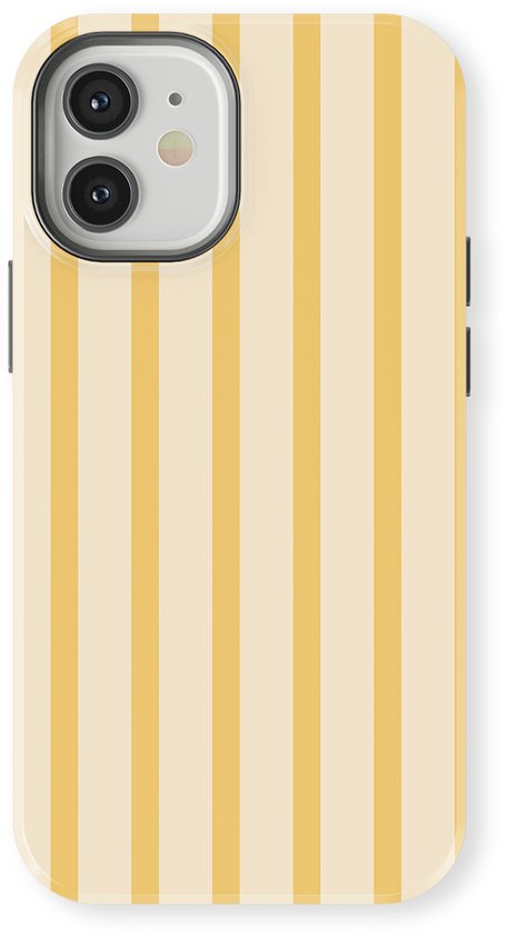 Étui DripCase Rayé adapté pour iPhone 12 | Couverture arrière avec Mag | Motif Rayures | Etui Trendy adapté pour iPhone 12 avec Rayures Vanilla Drop