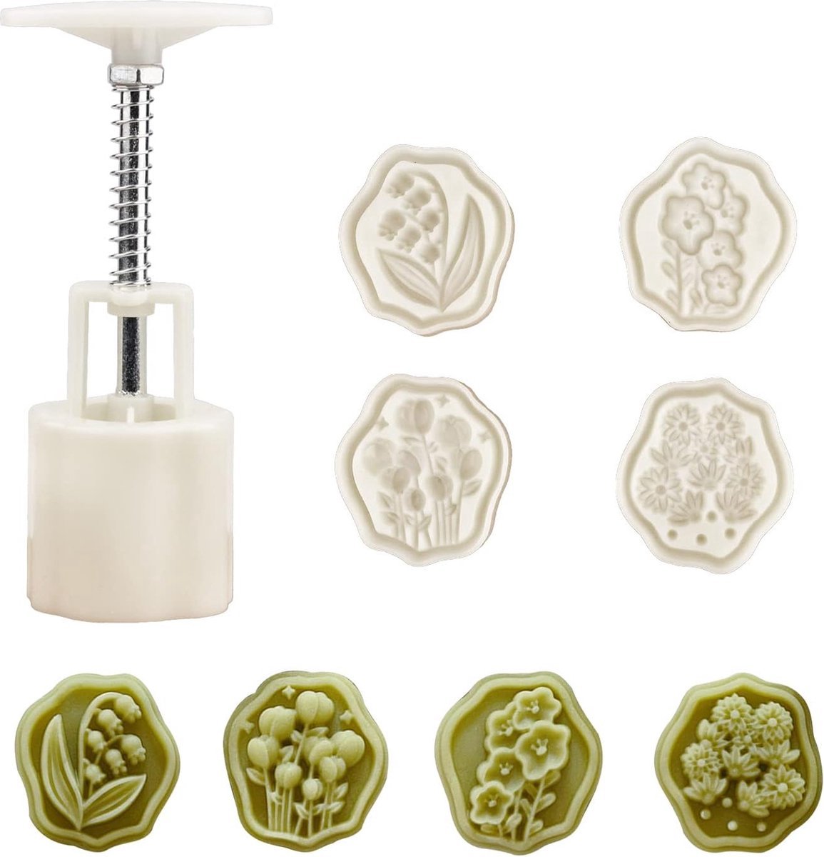 Stunq® Mooncake Mould Set Met 4 Verstelbare Koekjesvormen voor DIY Bakken