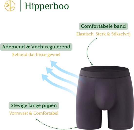 Grijze boxer met comfortabele, elastische band en stevige, lange pijpen. Ademend & vochtregulerend.