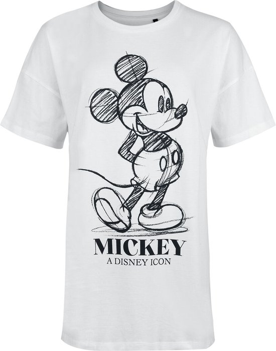 Mickey Mouse Micky Maus - Icone - Oversize Dames Oversized T-shirt - wit - L