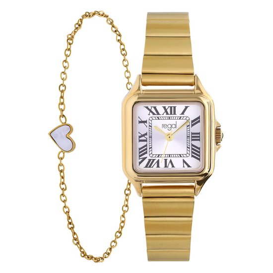Lucardi Dames Regal goudkleurig horloge staal met gratis armband - Horloge - Alloy - Goudkleurig -