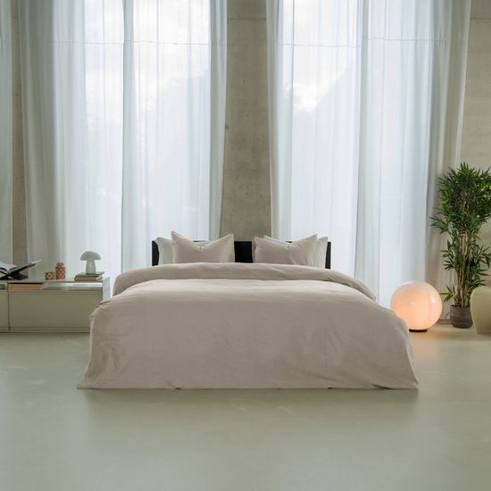 Kayori Saya Dekbedovertrek Katoensatijn - 140x200-220 + 1 sloop - Eenpersoons - Biologisch Katoen - Beige van Kayori — afbeelding 5