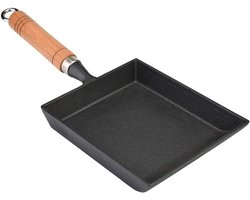 Japanse Ijzeren Omelet Pan met Houten Handvat - Grijs - Kookgerei voor Thuis - Tamagoyaki Pan - Pannenkoeken - Keukenaccessoire