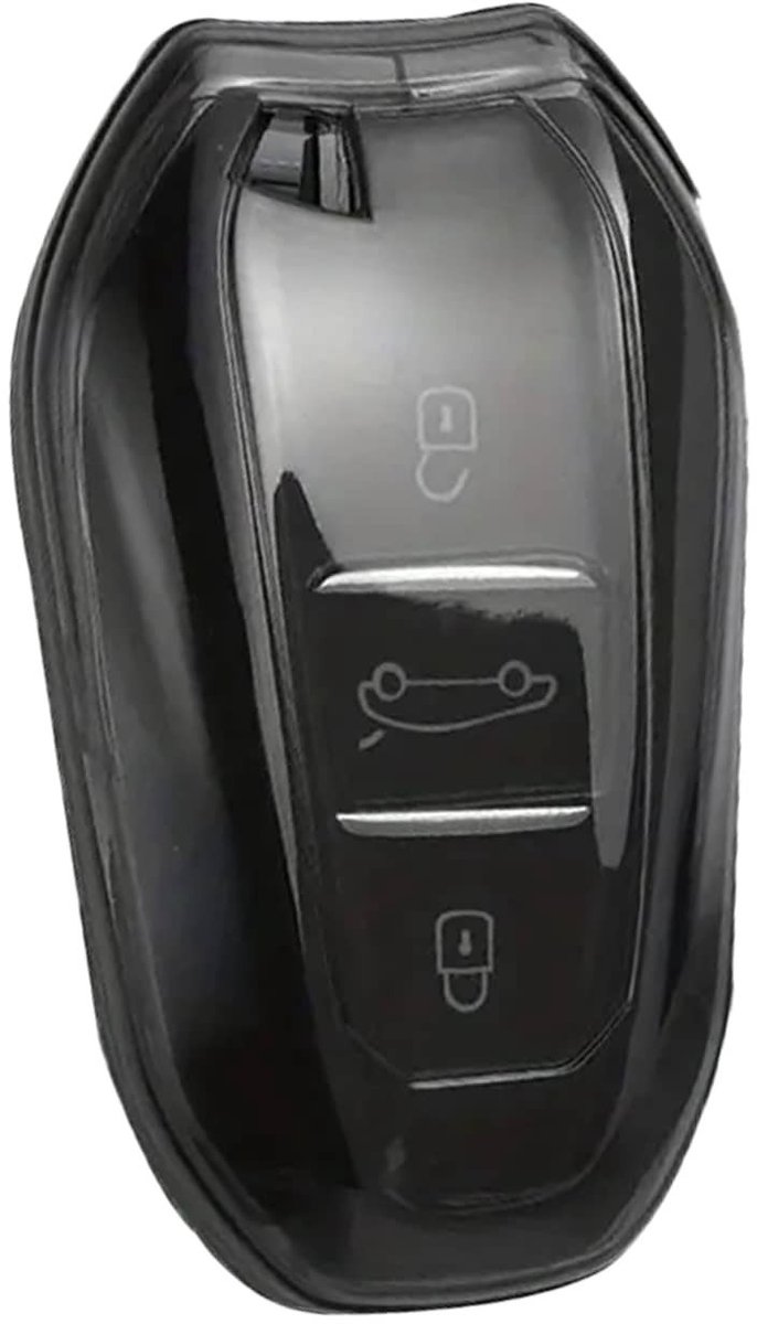Autosleutel Hoesje geschikt voor Citroën - Sleutelcover - TPU Cover Sleutelhoes - Accessoires - transparant,zwart