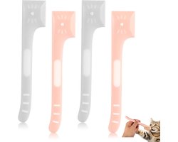 Kattenvoer lepel set - Schattige blikschep voor natvoer - Huisdiervoer spatel - Voer- en menglepels voor kitten - Roze en grijs - 4 stuks.