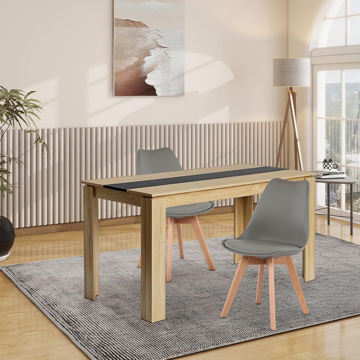Eetkamerset Tafel en 2 Stoelen Rechthoekig Hout 140 cm Rechthoekige Eetgroep Woonkamer Keuken