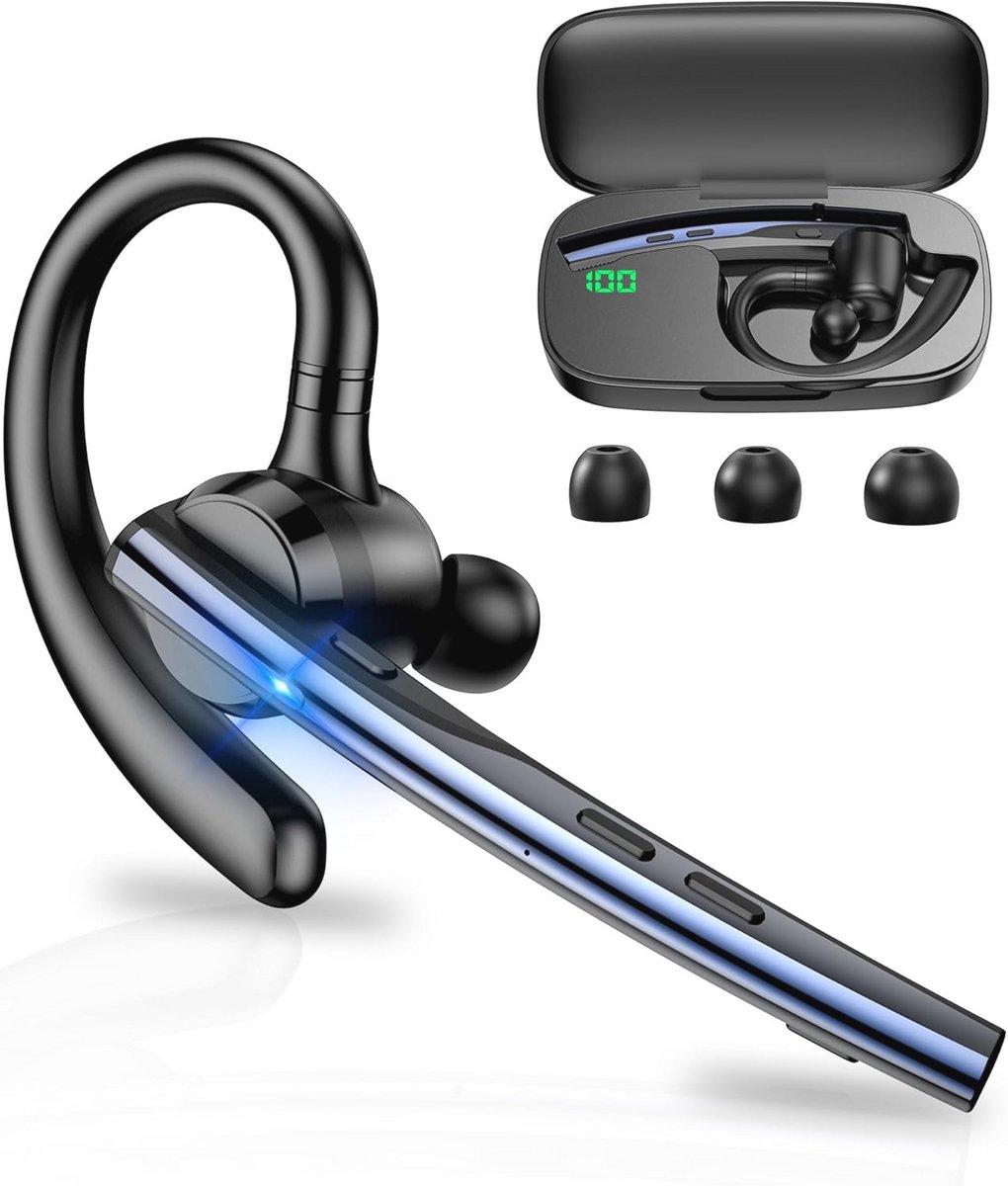 Bluetooth Oortje V5.1 Draadloos Handsfree Headset met Dual Mic en 72Uurs Speeltijd
