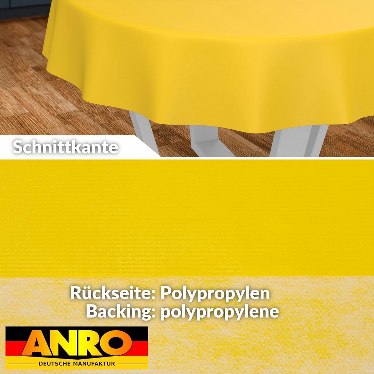 Rond afwasbaar tafelkleed olie-canvas waterdicht 120 cm geel voor binnen en buiten