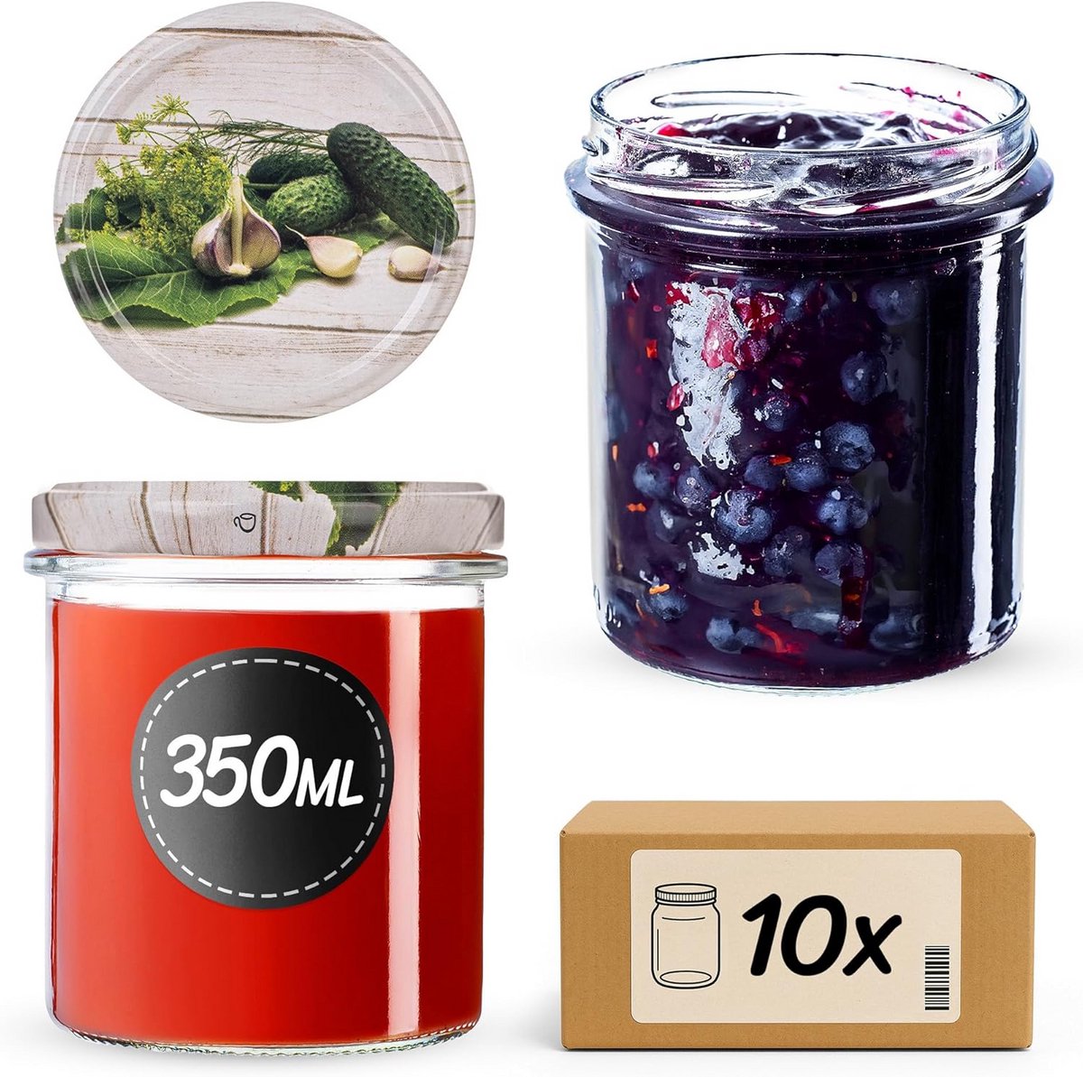 350 ml Glazen Potjes met Schroefdop - Set van 10, 20, 50 of 100 Stuks
