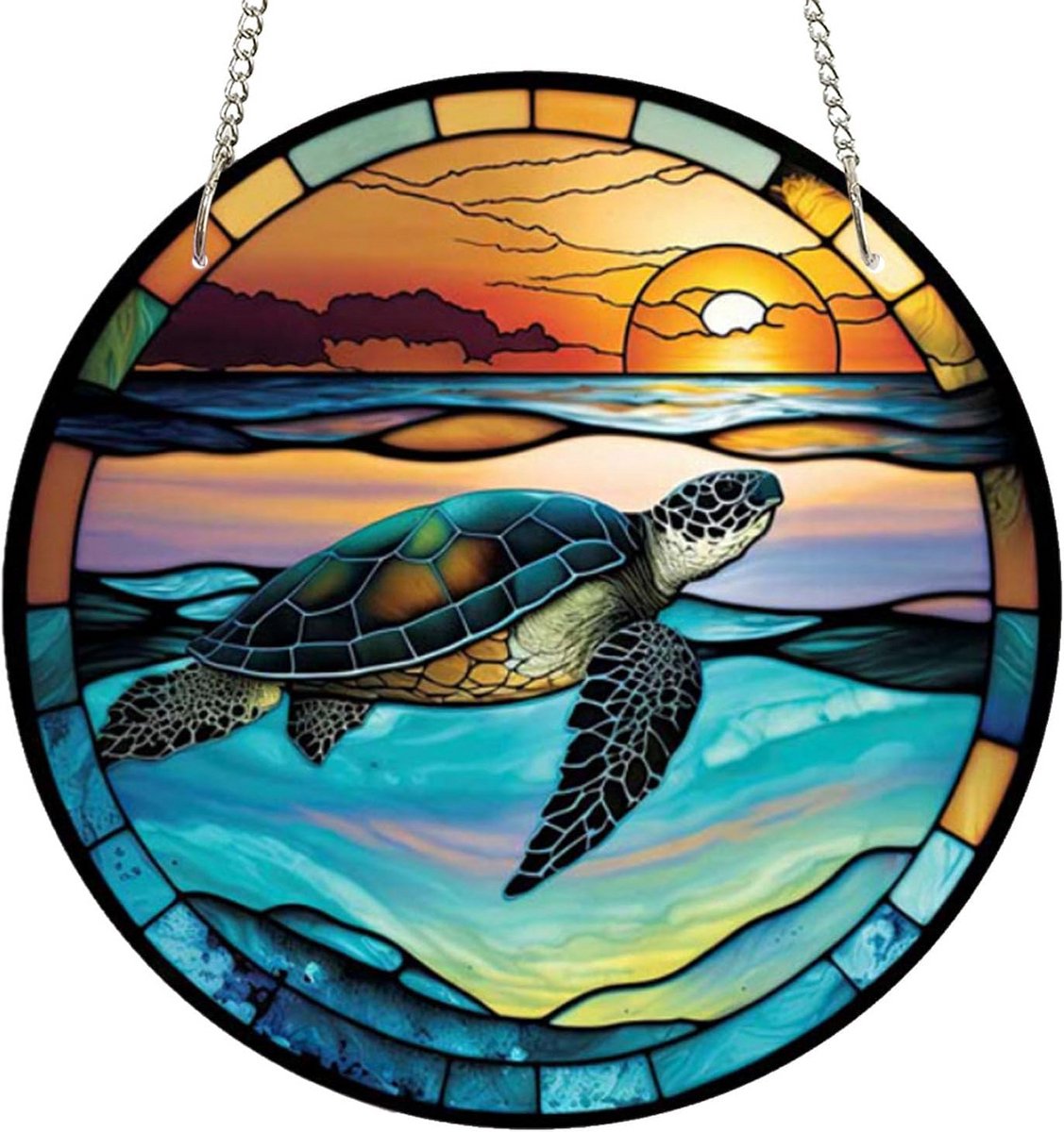 20 cm Acryl Zonnewijzer Hangdecoratie Schildpad - Kleurrijk Raamornament voor Binnen en Buiten