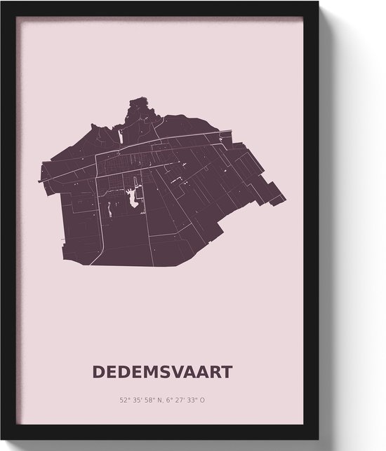 Affiche Dedemsvaart A2 - 42 x 59,4 cm - Violet Incluant cadre (MDF Noir)