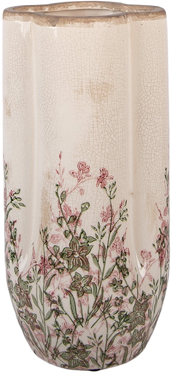 Clayre & Eef Vaas Ø 15x30 cm Beige Keramiek