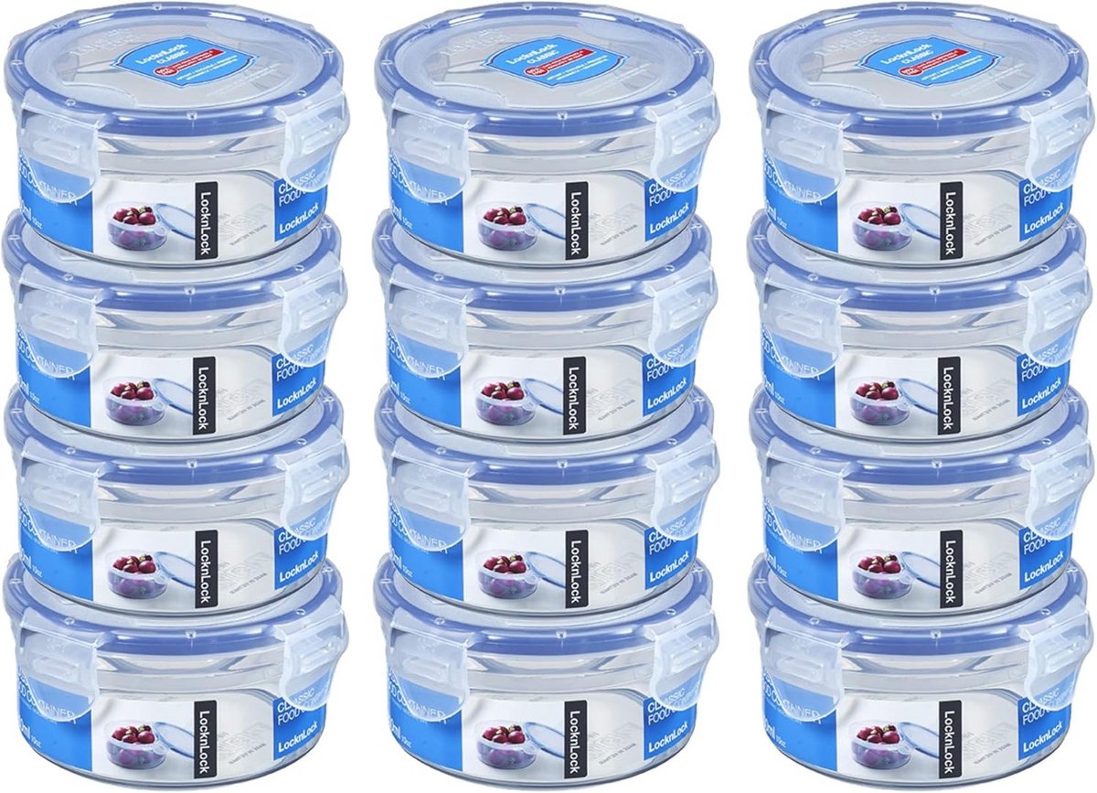 Lock&Lock Opbergdozen Set van 12 - 300 ml - Luchtdicht - Magnetronbestendig