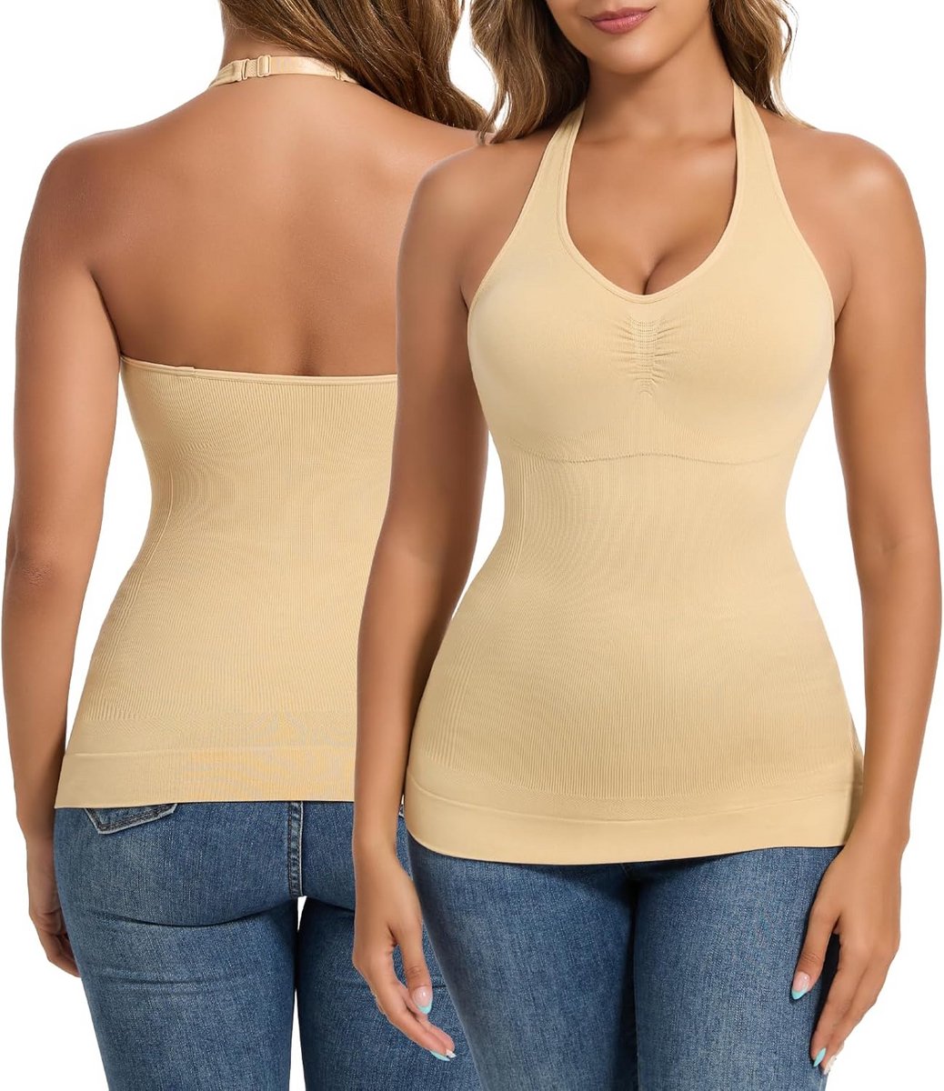 Dames Shapewear Tanktop met V-hals en Buikcontrolerende Werking