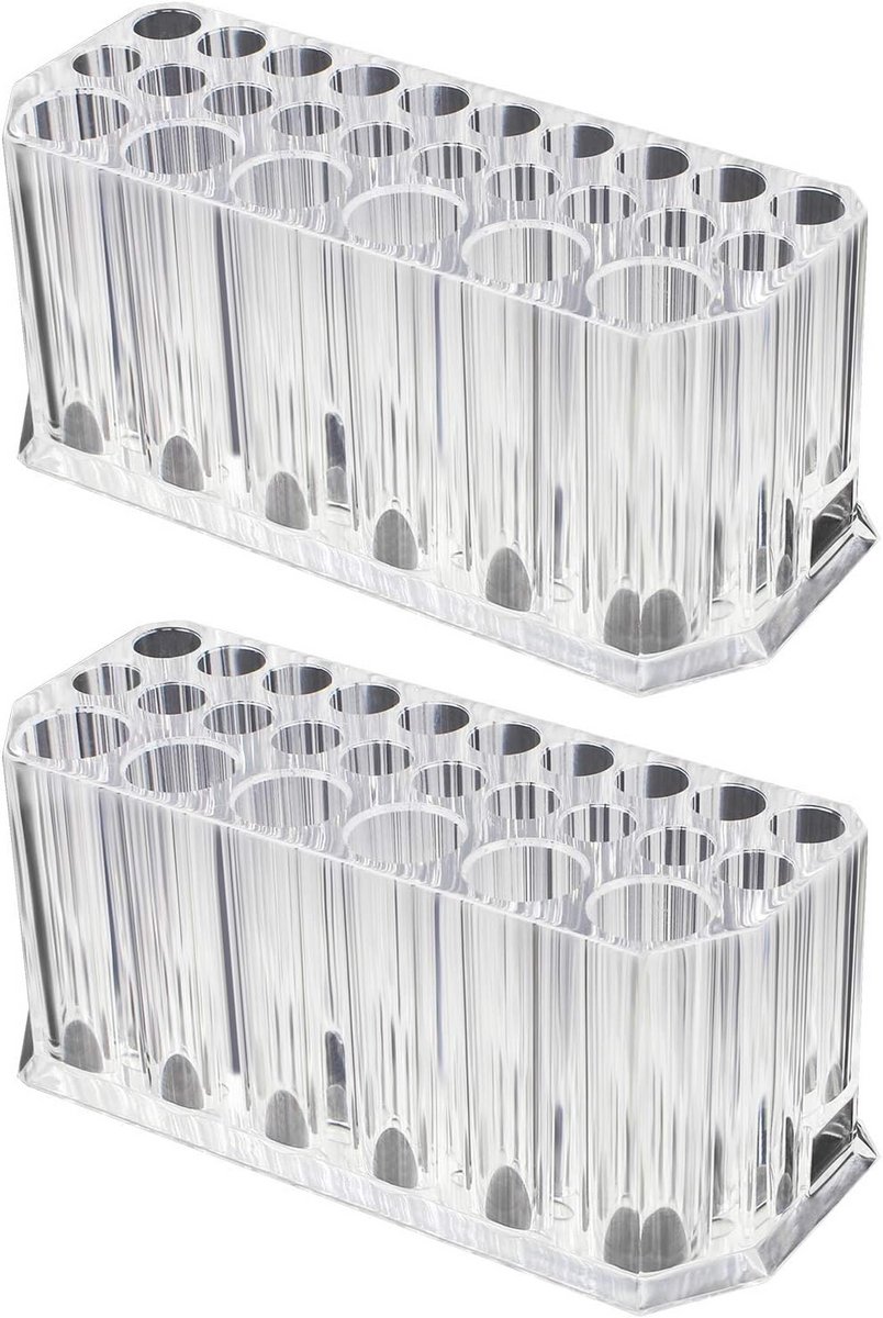 Makeup Borstels Organizer - Transparante Houder met 26 Compartimenten - Set van 2
