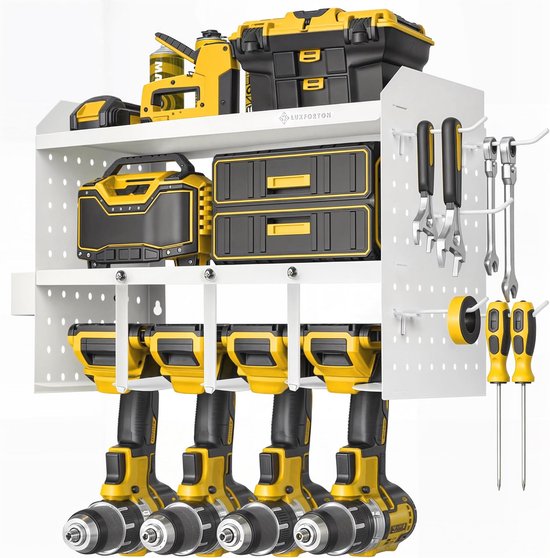 3-Tier Power Tool Storage Rack - Wall-Mounted Garage Organizer for ...