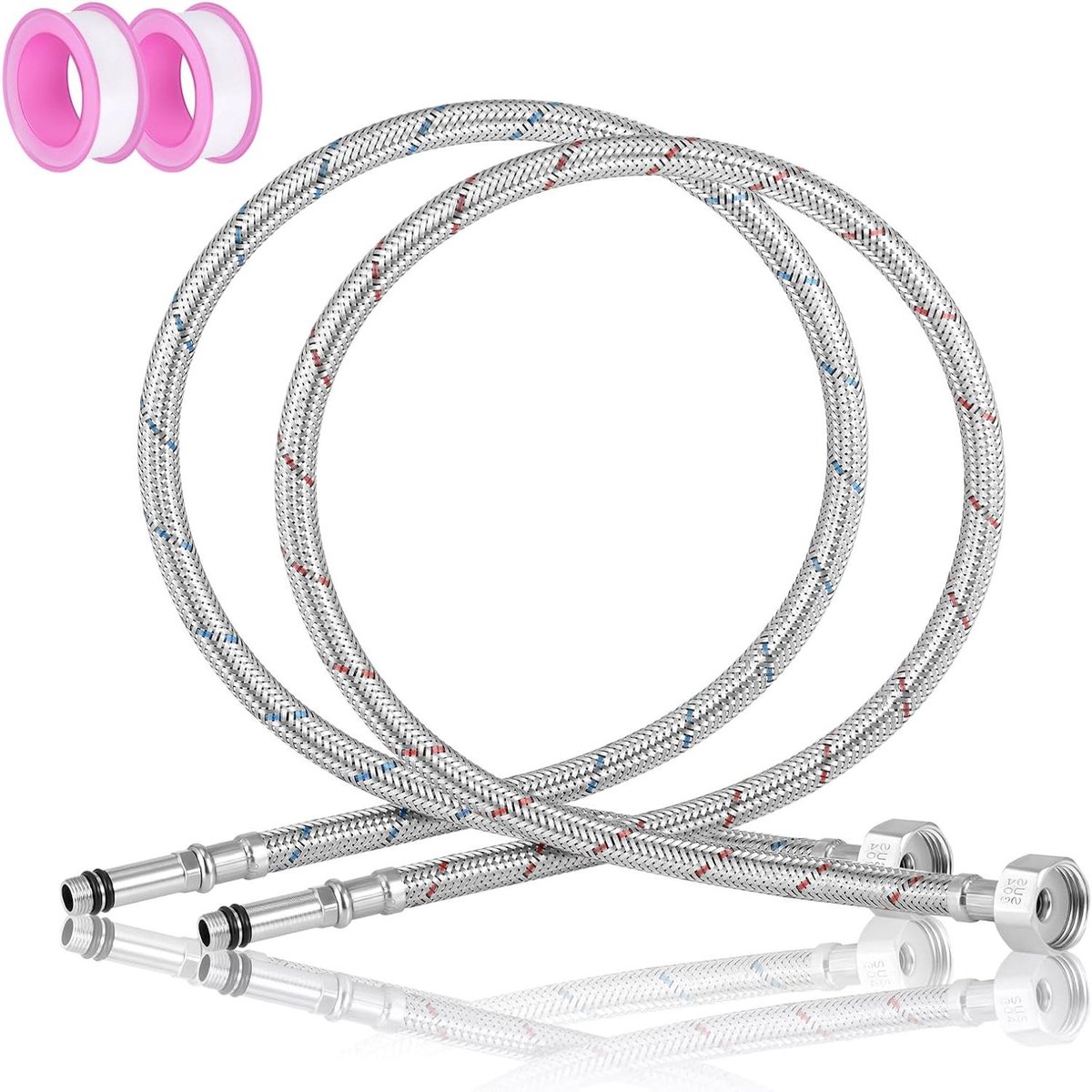 Allecta - Flexibele kraanconnectors 2 stuks 800 mm lang - 304 roestvrijstalen buis voor keuken en badkamer - Tapstaarten pijp