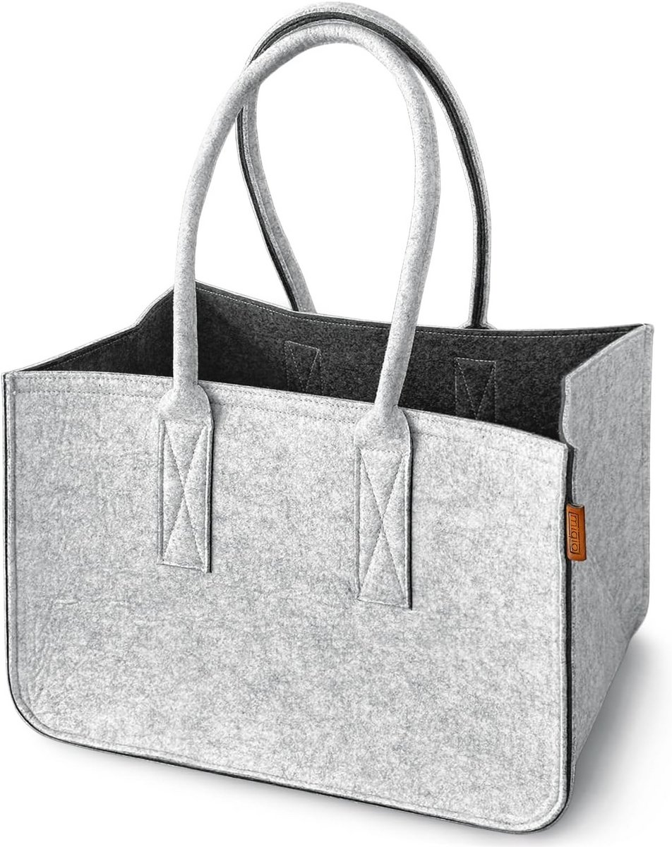 Grote vilten shopper met handvat en binnenzak - duurzaam en stijlvol