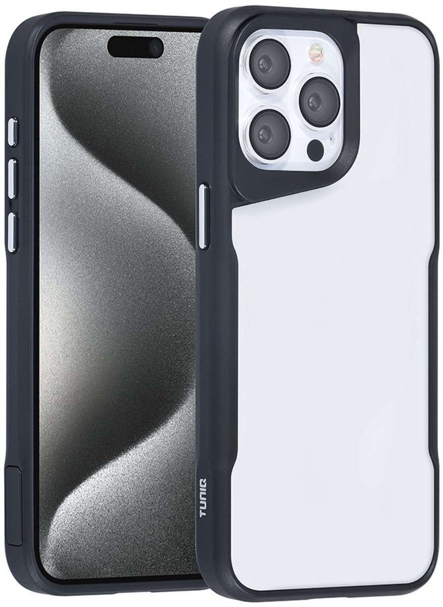 TUNIQ telefoonhoesje voor Apple iPhone 15 Pro Max - Siliconen backcover - Zwart