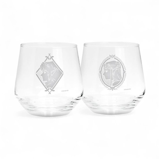 Set de 2 verres transparents imprimés Zelda et Link.