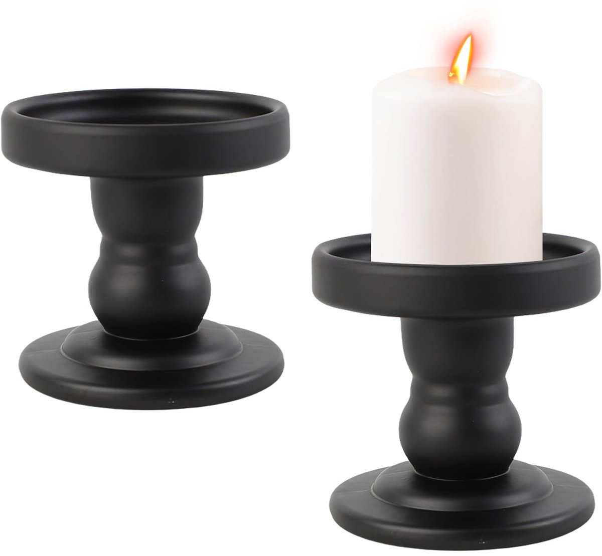 Unyqoos Set van twee elegante zwarte glazen kandelaars voor sfeervolle decoratie