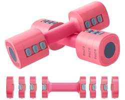 Halterset - Dumbells - Verstelbaar Gewicht - 2 x 1-2,5 kg- Dumbells set - Vierkante vorm - Veelzijdig - Gewichten Fitness - Metalen Kern - Halter set voor Krachttraining, Workout, Gym - Rood