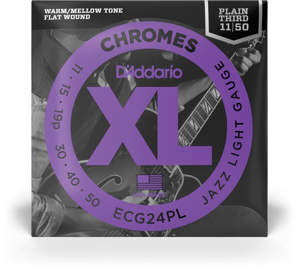 D'Addario E-Guitar Strings ECG24PL 11-50 Chromes Flatwound Plain Third - Elektrische gitaarsnaren