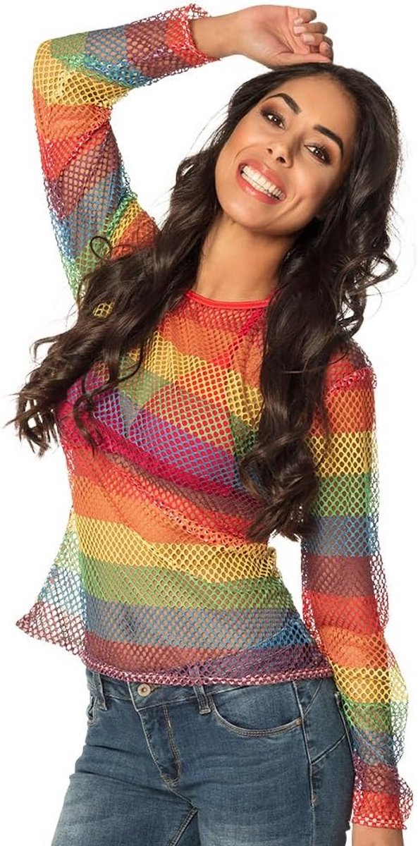 Visnet Shirt Dames Sexy Top voor Feest Disco en Carnaval
