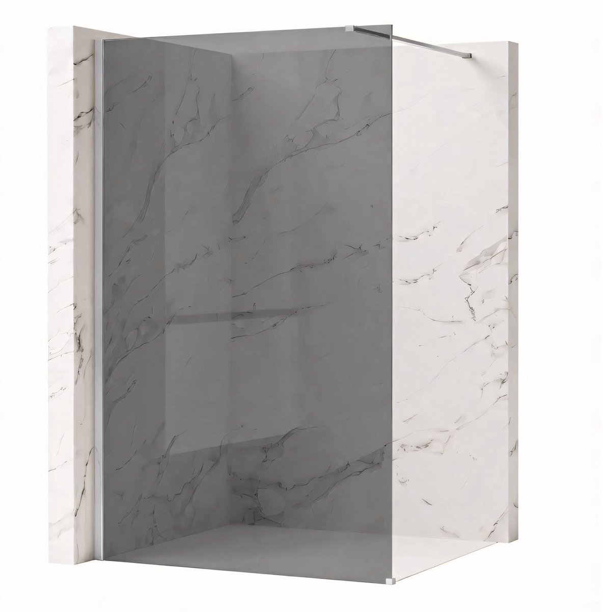 Rea Flexi Grey 90 - Gehard Glas 8 Mm (Grijs) - Douchewand - Chrome120X90X195Cm