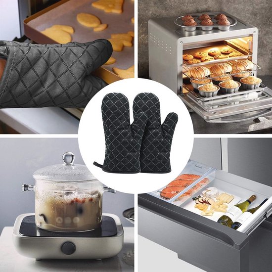 Flintronic Ovenhandschoenen, outdoor kookwanten, hittebestendige brandwerende ovenhandschoenen, handbescherming, grillhandschoenen, 800 °C hittebestendige ovenhandschoenen voor grill, oven, koken