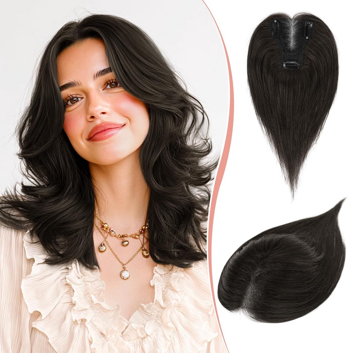 Echt Menselijk Haar Topper Licht Donkerbruin voor Dames Haarvolume