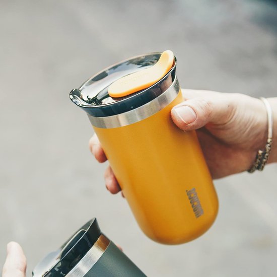 Vacuüm Geïsoleerde Koffiemok - 10 fl oz (300 ml) Dubbelwandig RVS Reismok met Drinkdeksel - Geel — afbeelding 2