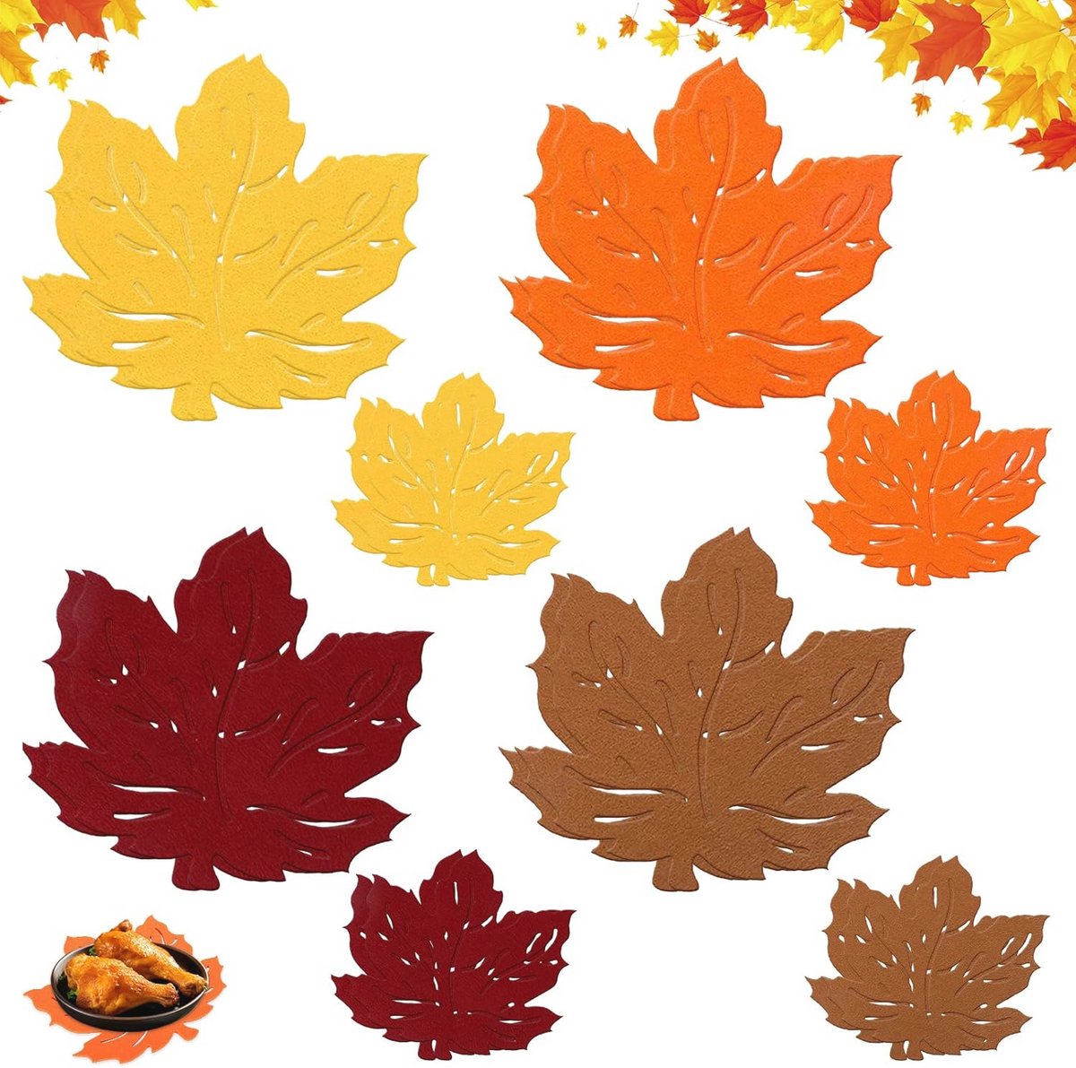 16 Stuks Placemat en Onderzetters voor Herfst en Thanksgiving - Tafeldecoratie