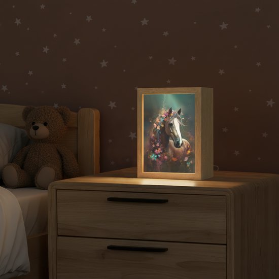 Nachtlampje 15x20 cm - Kinder lamp - Dieren - Paard - Natuur - Vlinder - Bloemen - Tafellamp kinderkamer - Slaapkamer lamp - Bedlamp kinderen - Kinderlampje stopcontact - Wandlamp babykamer - Nachtlampjes van Merkloos — afbeelding 2