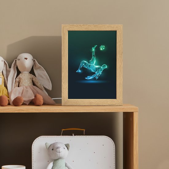 Nachtlampje 15x20 cm - Kinder lampje - Voetbal - Voetballer - Jongen - Zwart - Tafellamp kinderkamer - Slaapkamer lamp - Bedlamp kinderen - Kinderlampje stopcontact - Wandlamp babykamer - Nachtlampjes van Merkloos — afbeelding 3