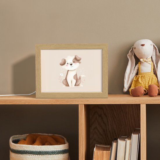 Nachtlampje 20x15 cm - Kinder lampje - Hond - Gevlekt - Bruin - Tafellamp kinderkamer - Slaapkamer lamp - Bedlamp kinderen - Kinderlampje stopcontact - Wandlamp babykamer - Nachtlampjes van OnlyWow — afbeelding 3