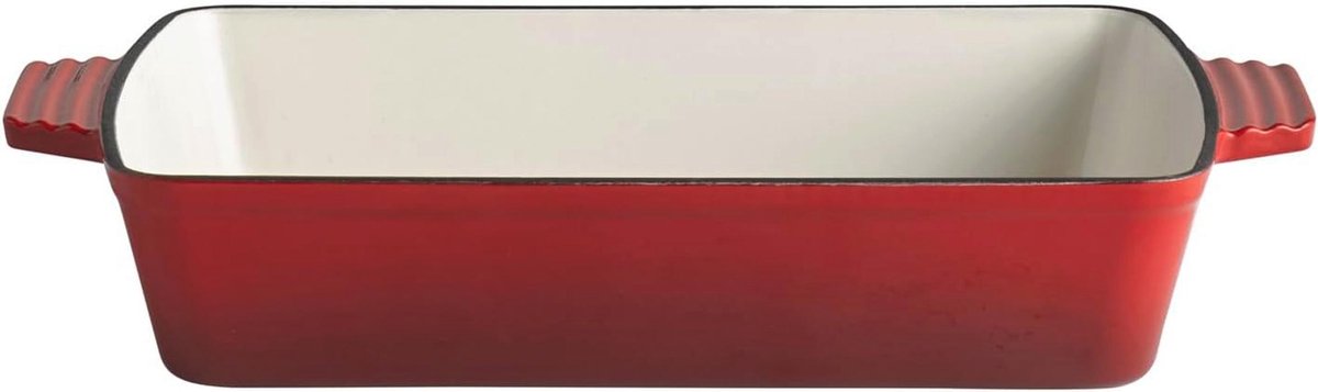 Ovenvorm gietijzer inductie 33 x 24 cm, ovenbestendig, 6,5 cm hoogte, 3,5 liter, rood