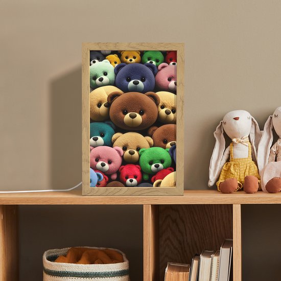 Nachtlampje 20x30 cm - Kinder lamp - Knuffelbeer - Teddy - Design - Kids - Tafellamp kinderkamer - Slaapkamer lamp - Bedlamp kinderen - Kinderlampje stopcontact - Wandlamp babykamer - Nachtlampjes van Merkloos — afbeelding 3