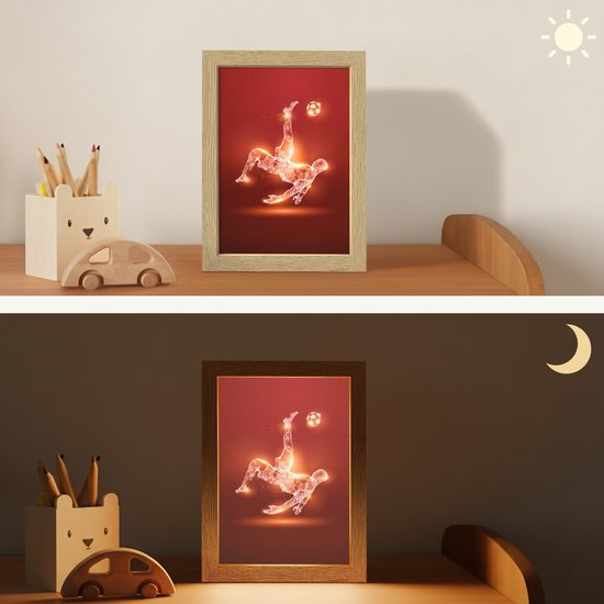 Nachtlampje 15x20 cm - Kinder lampje - Voetballer - Omhaal - Rood - Neon - Tafellamp kinderkamer - Slaapkamer lamp - Bedlamp kinderen - Kinderlampje stopcontact - Wandlamp babykamer - Nachtlampjes van Merkloos — afbeelding 4