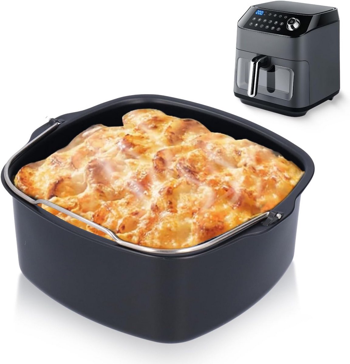 Ronde Bakvorm voor Airfryer (18 cm) - IJzeren Cakevorm en Kaaspan