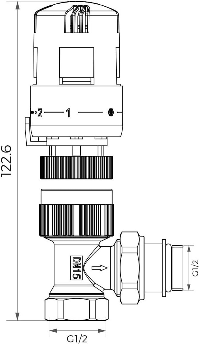 Thermostaatkraan Hoekmodel Radiatorventiel met Vloeistofsensor en Vorstbeveiliging Wit 2 Stuks