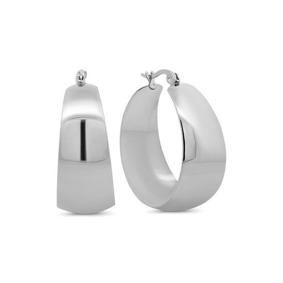 8CE-70654 – CO88 Collection – Boucles d'oreilles larges 30 mm – Couleur argent