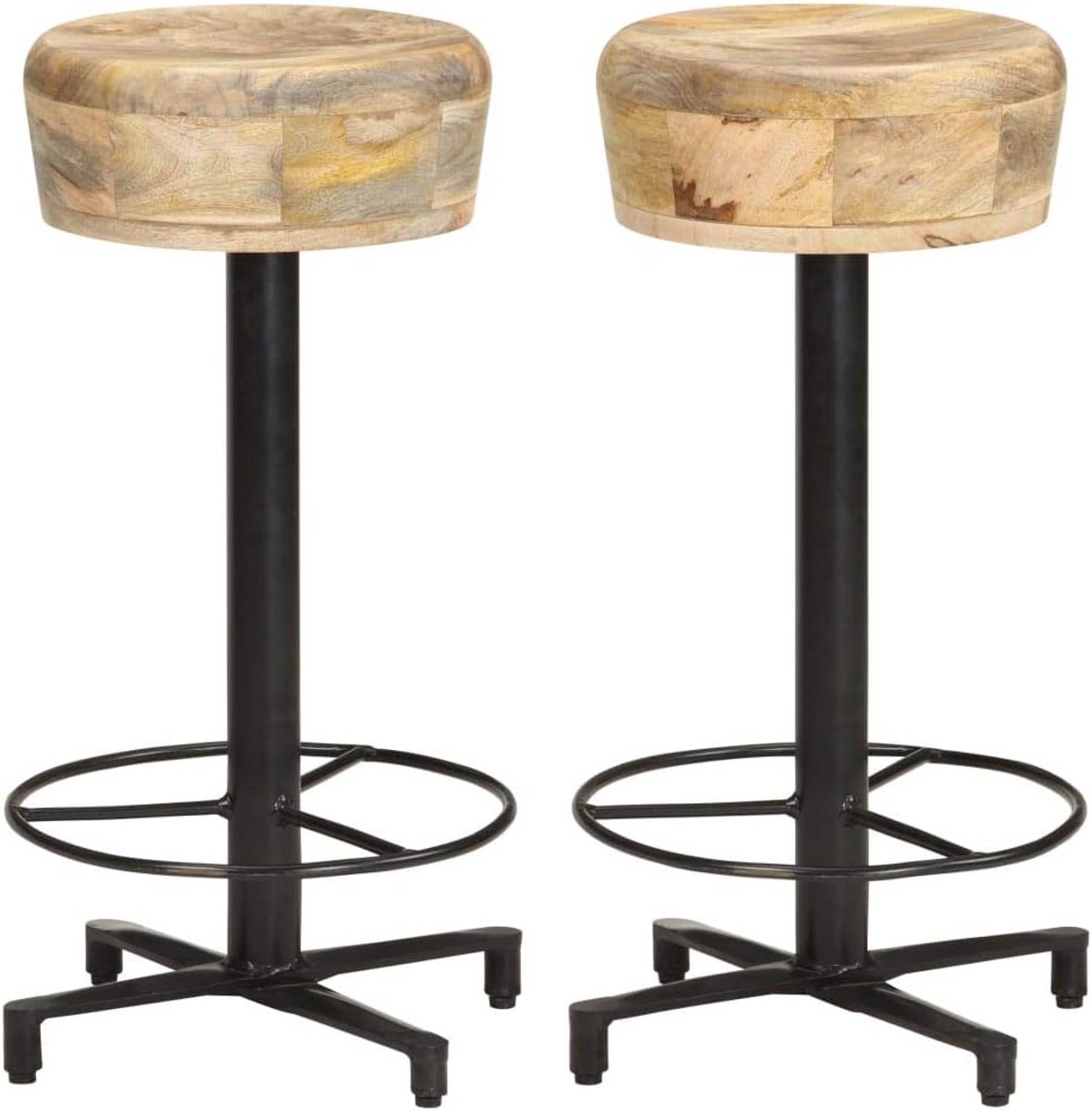 Set van 2 Houten Barkrukken 66 cm Stevig Mango Hout