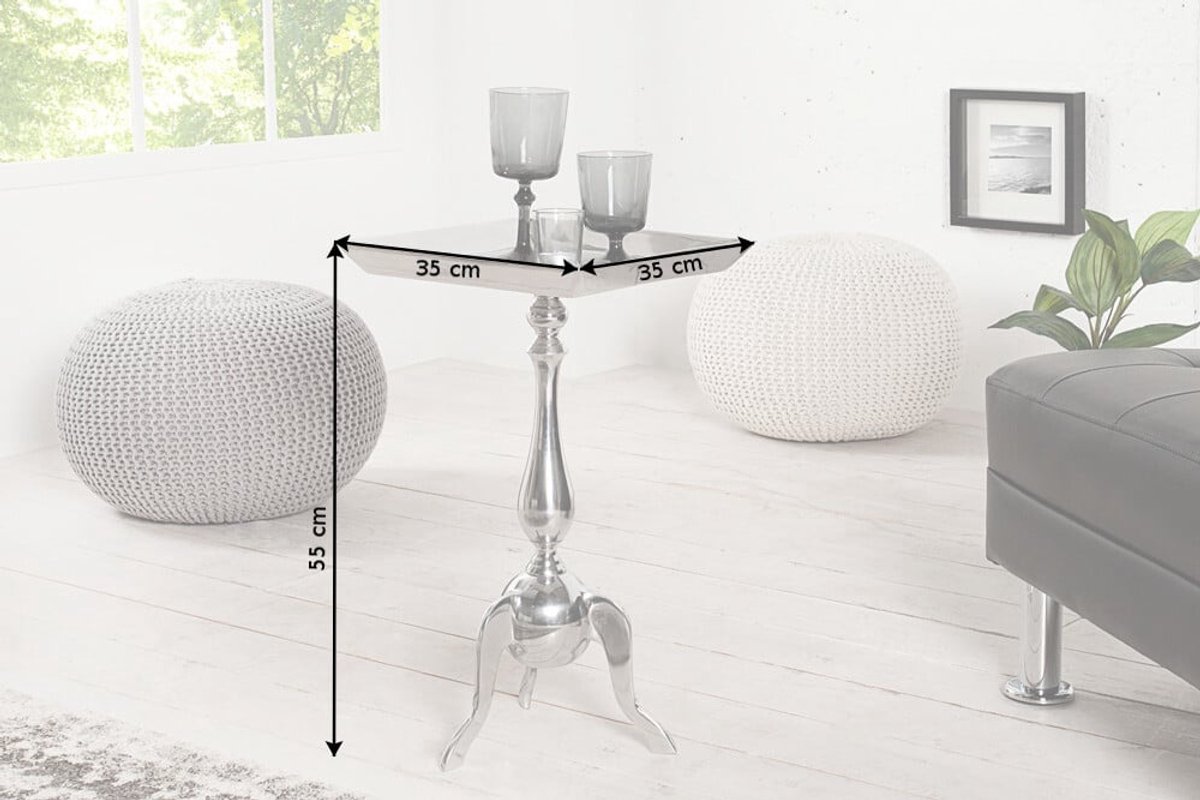 Filigraan bijzettafel TRAYFUL 55cm zilveren aluminium dienbladtafel - 35725